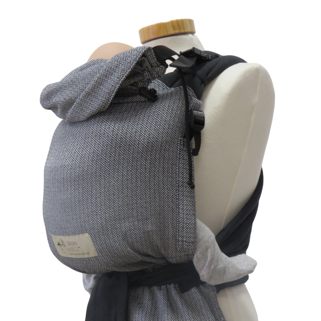 Storchenwiege Talemo Half-Buckle Baby Carrier - Leo Black White