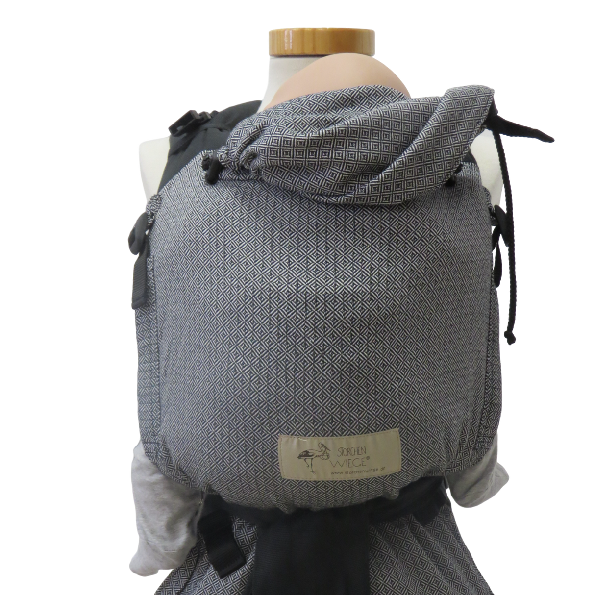 Storchenwiege Talemo Half-Buckle Baby Carrier - Leo Black White