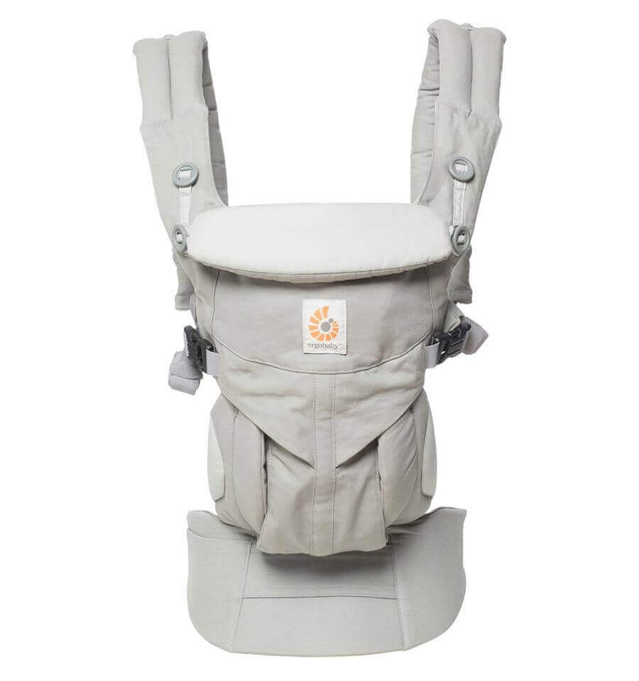 Ergobaby Omni Classic Cotton Carrier - Pearl Grey front view showing ergonomic design for comfort | Babymaxi
