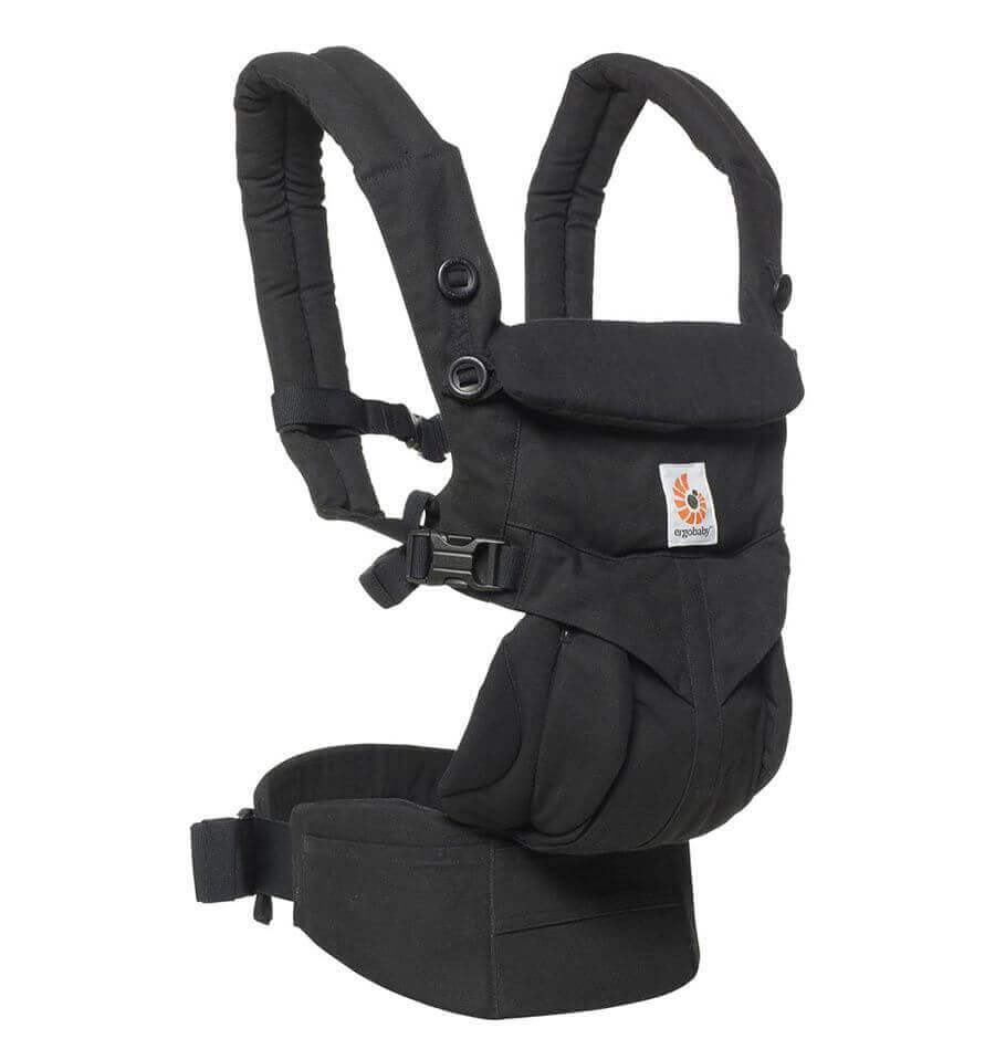 Ergobaby Omni Classic Cotton Carrier - Pure Black with adjustable straps, lumbar support for parents, versatile baby carrying options | Babymaxi