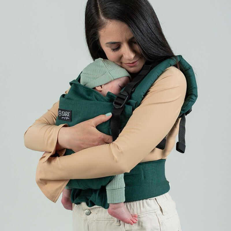 Isara The One - Evergreen Linen baby carrier; comfortable, adjustable, and perfect for toddlers | Babymaxi