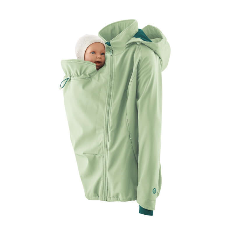 Mamalila Softshell Babywearing Jacket Allrounder - Mint with removable lining, stylish and versatile| Babymaxi