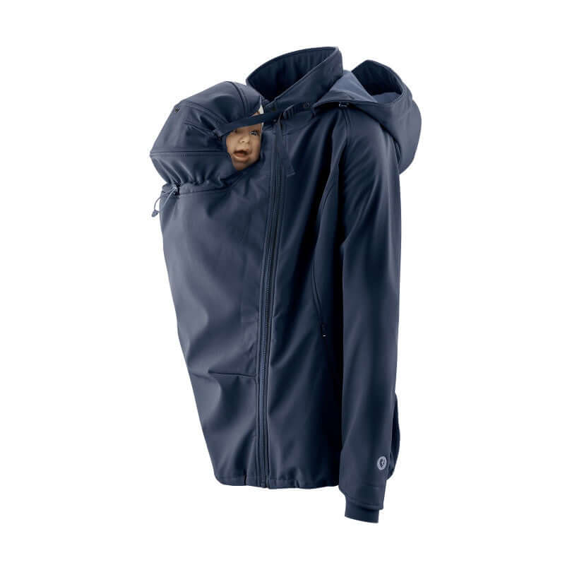Mamalila Softshell Babywearing Jacket Allrounder - Navy featuring a removable lining, versatile for different weather | Babymaxi