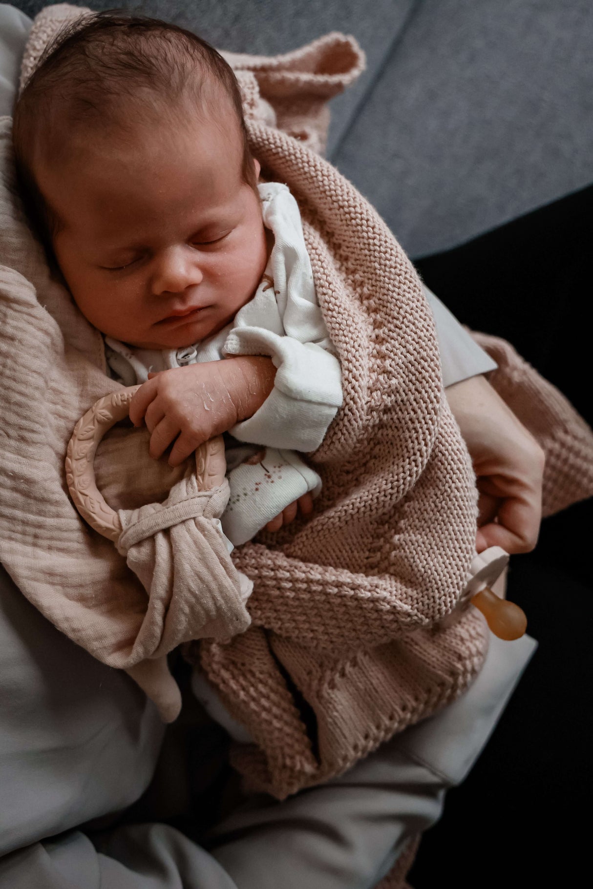 Organic Baby Teether & Activity Toy – Perfect for Carriers used by a sleeping baby in a soft blanket | Babymaxi