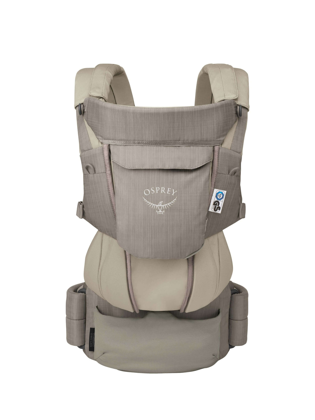 Osprey Poco Soft Child Carrier LT - Tan Concrete back view, lightweight ergonomic baby carrier for active parents | Babymaxi