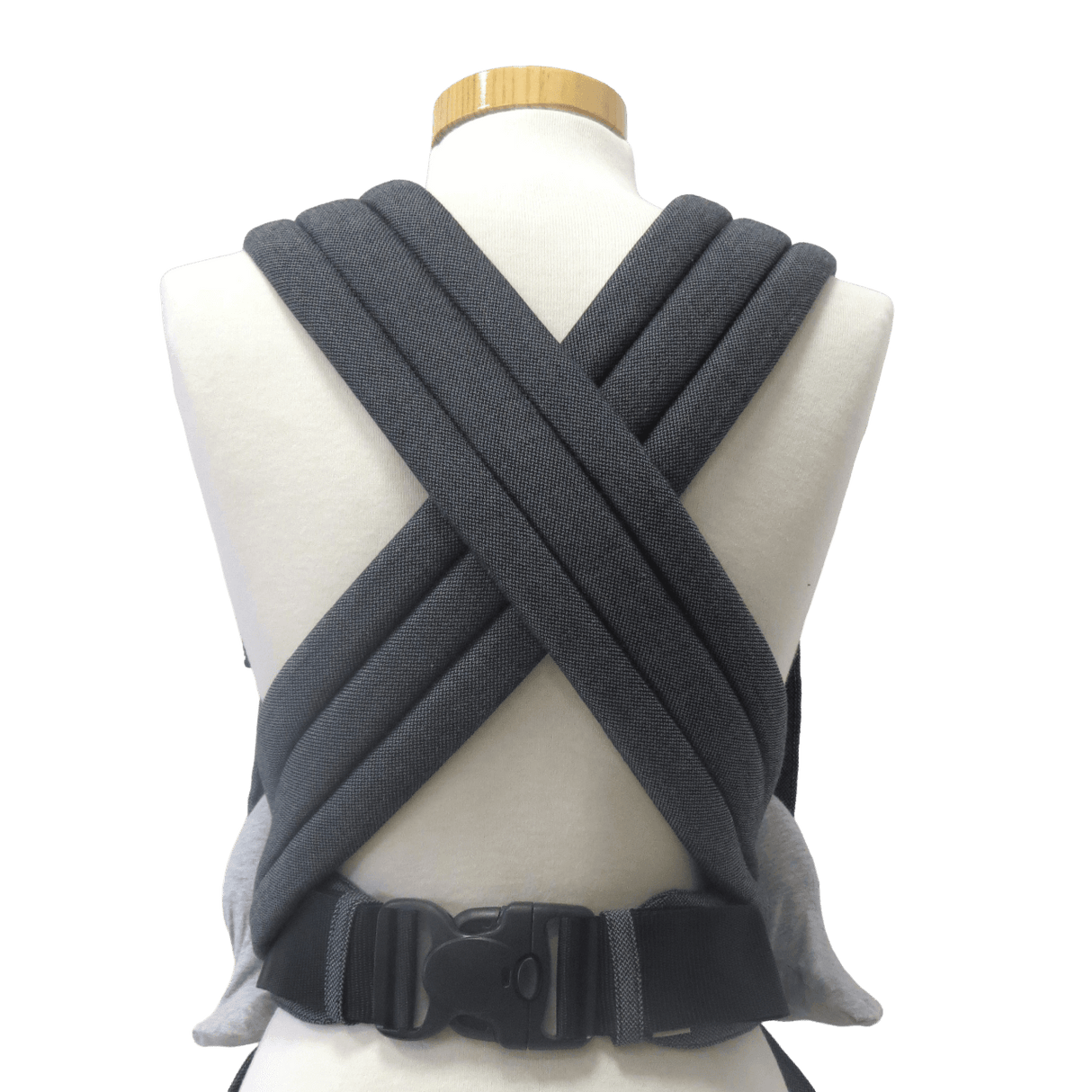 Storchenwiege Talemo Half-Buckle Baby Carrier - Graphite showing adjustable wrap-style straps and buckle waist belt | Babymaxi