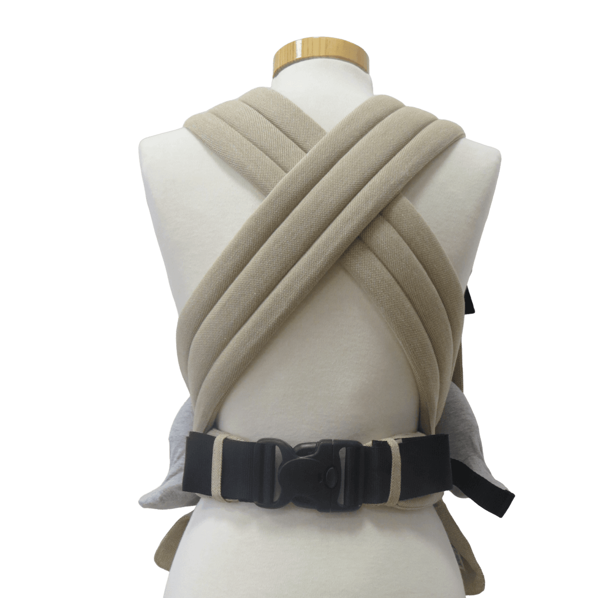 Back view of the Storchenwiege Talemo Half-Buckle Baby Carrier - Natural, showcasing its adjustable straps and buckle.| Babymaxi
