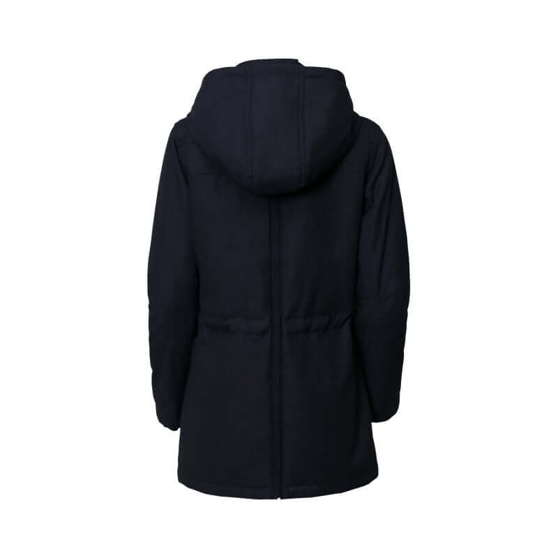Back view of Wombat & Co. London - Wallaby Maternity & Babywearing Coat - Navy, showcasing its stylish design | Babymaxi