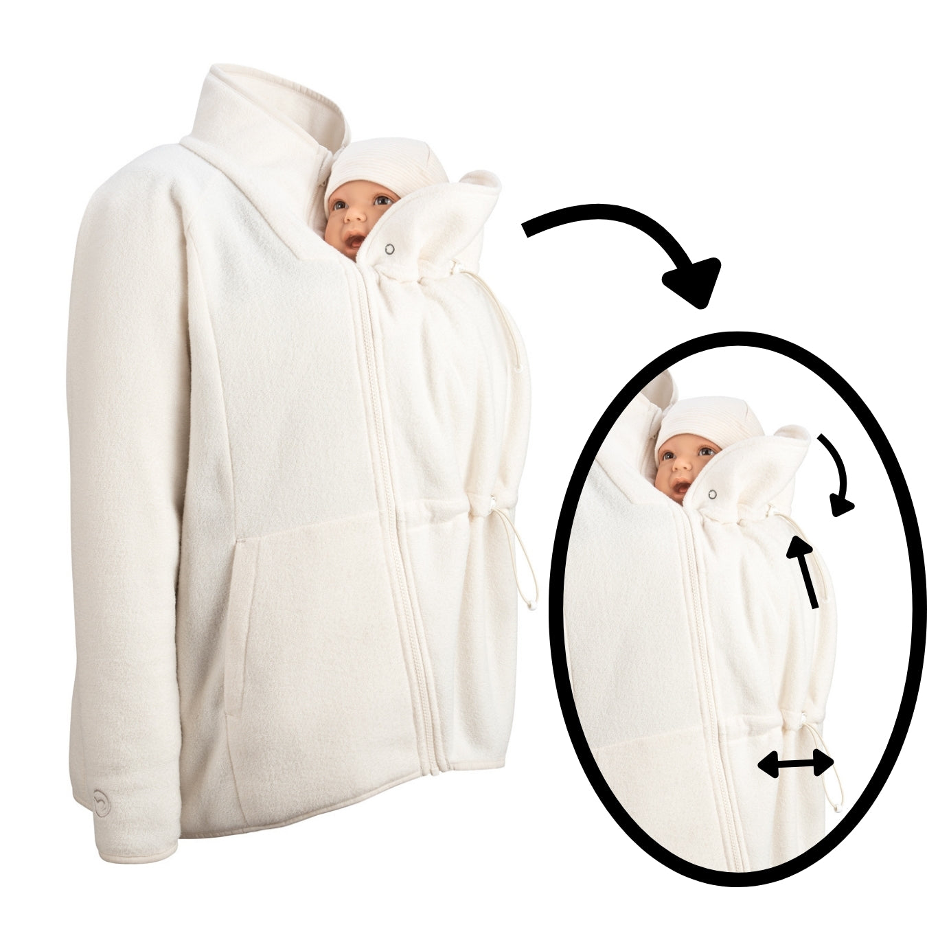 Veste polaire Porte-bébé Mamalila Basel – Blanc cassé