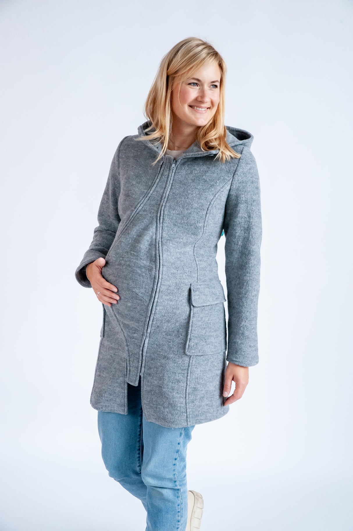 Mamalila Manteau de Portage à Capuche Vienna - Light Grey