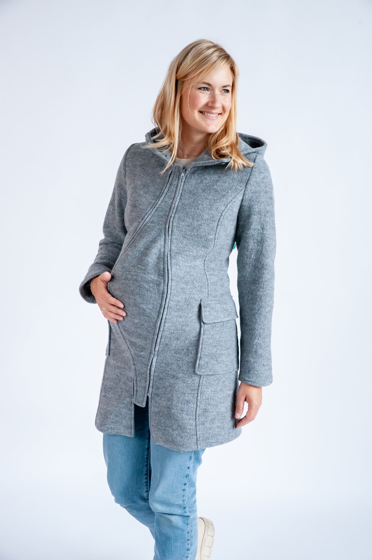 Mamalila Manteau de Portage à Capuche Vienna - Light Grey