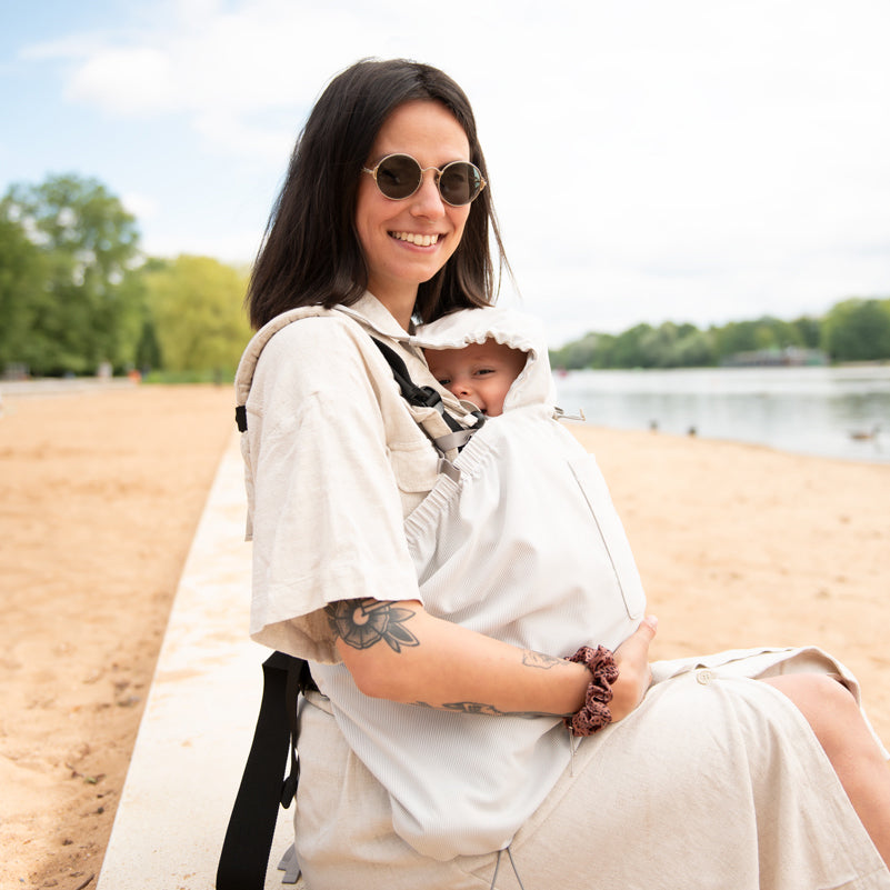 Housse de protection solaire pour Porte-bébé - Rayé gris