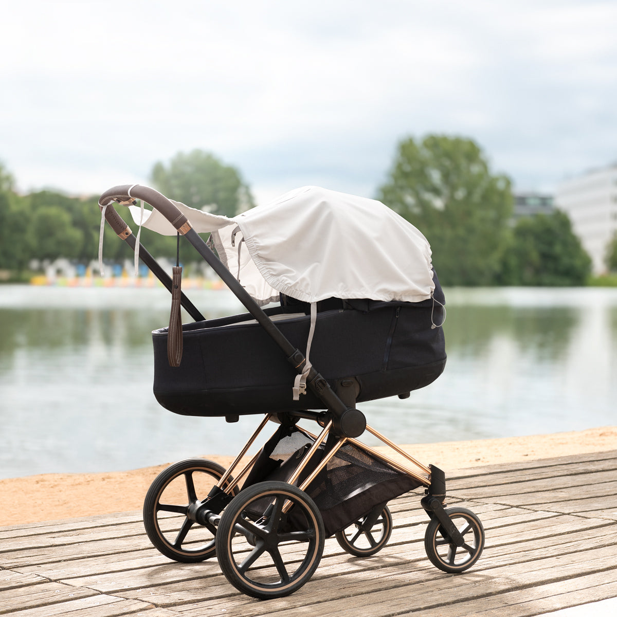 Housse de protection solaire pour Porte-bébé - Rayé gris
