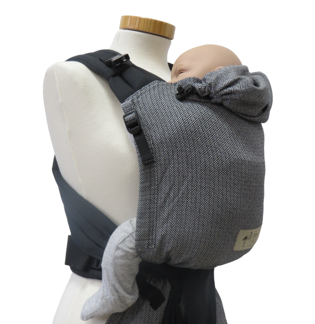 Storchenwiege Talemo Half-Buckle Baby Carrier - Leo Black White