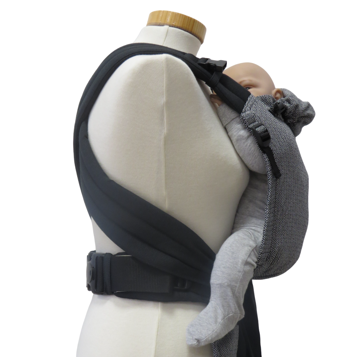 Storchenwiege Talemo Half-Buckle Baby Carrier - Leo Black White