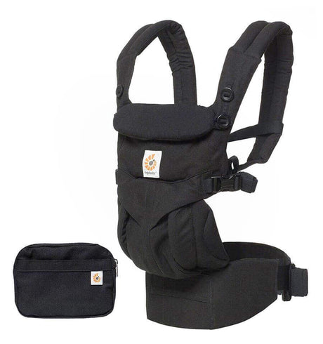 Ergobaby Omni Classic Cotton Carrier - Pure Black with detachable pouch, ergonomic support and cotton comfort | Babymaxi
