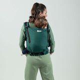 Isara Preschooler (up to 30kg) - Evergreen Linen baby carrier with child, worn on back for safe carrying | Babymaxi
