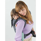 Isara Preschooler (up to 30kg) - Graphite Linen baby carrier in use with child on back | Babymaxi