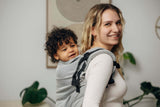 LennyLamb LennyPreschool (up to 30kg) - Little Herringbone Grey toddler carrier with child, ergonomic design | Babymaxi