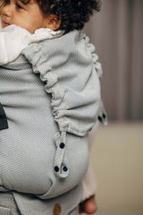 LennyLamb LennyPreschool (up to 30kg) - Little Herringbone Grey toddler carrier with child, ergonomic support | Babymaxi