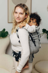 LennyLamb LennyPreschool (up to 30kg) - Little Herringbone Grey carrier with toddler, ergonomic design | Babymaxi
