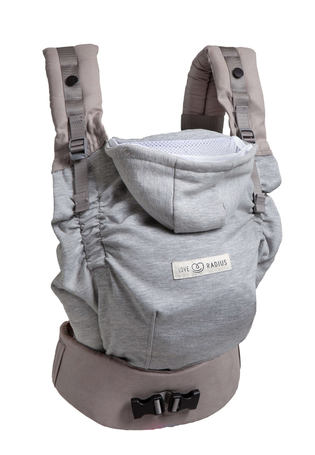Love Radius HoodieCarrier 2 - Athletic Grey with 3D fit for newborns and toddlers, adjustable full buckle design | Babymaxi