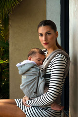 Love Radius HoodieCarrier 2 - Athletic Grey with a mother holding her baby, perfect for newborns to toddlers | Babymaxi