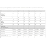 Size chart for Mamalila Berlin All Season Babywearing Coat – Navy with body measurements | Babymaxi