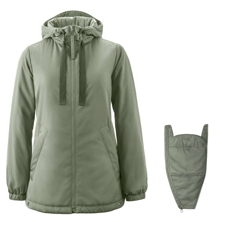 Mamalila Boston Babywearing Jacket - Agave in agave green with included baby insert for front or back babywearing | Babymaxi