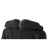 Mamalila Hooded Babywearing Coat Vienna - Anthracite close-up showing the stylish hood design | Babymaxi
