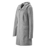 Mamalila Hooded Babywearing Coat Vienna - Light Grey side view displaying its stylish design and practical pockets | Babymaxi