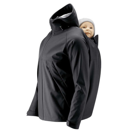 Mamalila Softshell Allrounder Babywearing Jacket for men - Black, features waterproof design for parent and child | Babymaxi