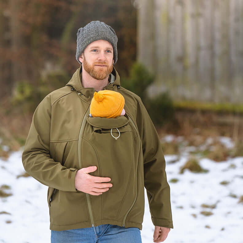 Babywearing jacket for men: Mamalila Softshell Allrounder - Khaki