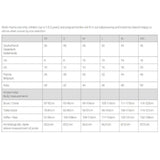 Size chart for Mamalila Softshell Babywearing Jacket Allrounder - Mint, including body measurements and international sizes | Babymaxi
