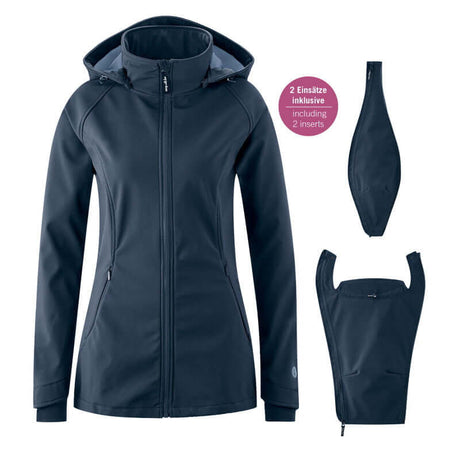 Mamalila Softshell Babywearing Jacket Allrounder - Navy with removable inserts for adaptability | Babymaxi