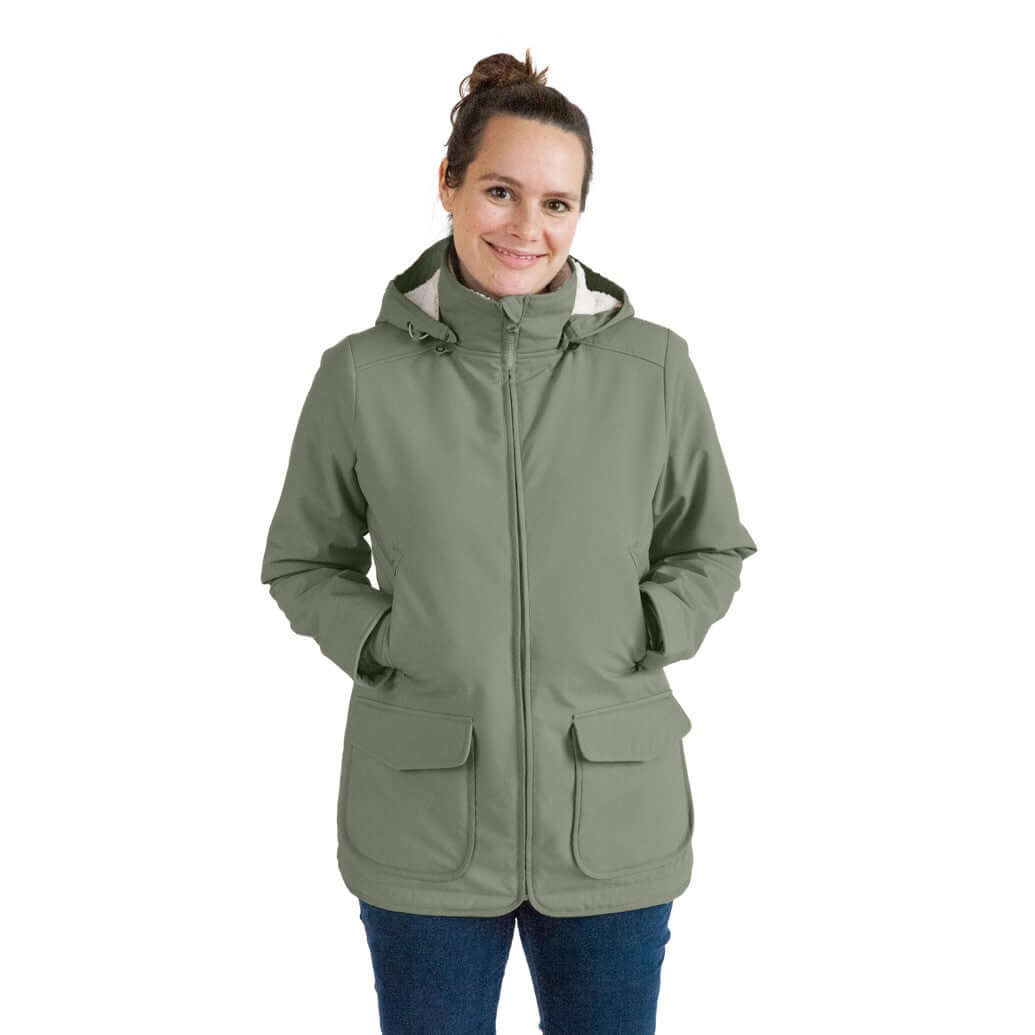 babywearing jacket: Mamalila Winter Softshell - Agave | Babymaxi