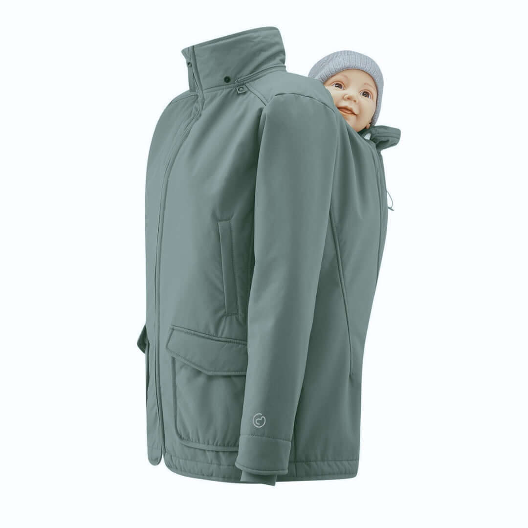 babywearing jacket: Mamalila Winter Softshell - Agave | Babymaxi