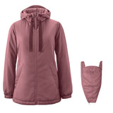 Mamalila Boston Babywearing Jacket Dark Rose, front view with detachable baby insert