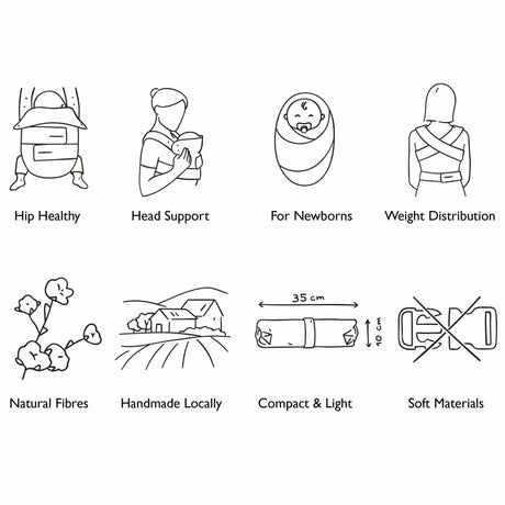 Marsupi Breeze - Light Grey features like hip healthy, head support, for newborns, weight distribution | Babymaxi