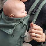 Quokkababy E-Carrier - Green Diamond featuring a baby comfortably nestled in a versatile ergonomic carrier | Babymaxi