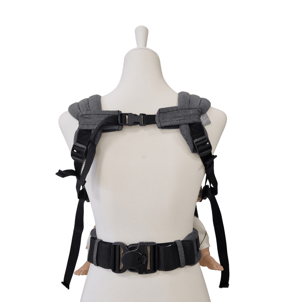 Stochenwiege Valeno Baby Carrier - Graphite back view showcasing ergonomic buckle design for comfort | Babymaxi