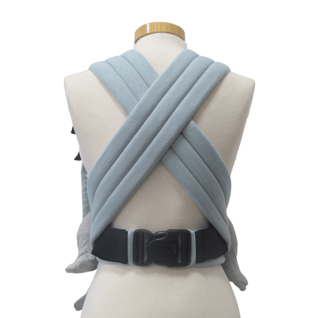 Back view of the Storchenwiege Talemo BabyCarrier - Aqua featuring adjustable shoulder straps and buckle | Babymaxi