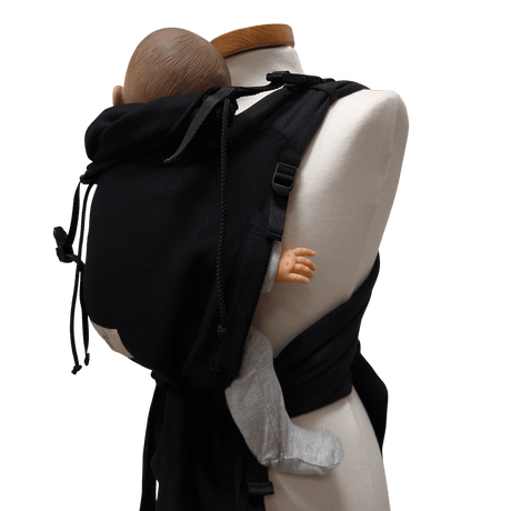 Storchenwiege Talemo Half-Buckle Baby Carrier - Black, adjustable carrier for comfortable baby wearing | Babymaxi