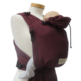 Storchenwiege Talemo Half-Buckle Baby Carrier - Bordeaux on mannequin with baby, adjustable for comfort | Babymaxi