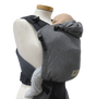 Storchenwiege Talemo Half-Buckle Baby Carrier - Leo Black White with adjustable straps and baby cuddled close | Babymaxi