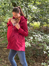Wombat & Co. London - Shell Babywearing Coat - Cherry Red, stylish and functional baby carrier jacket perfect for winter | Babymaxi