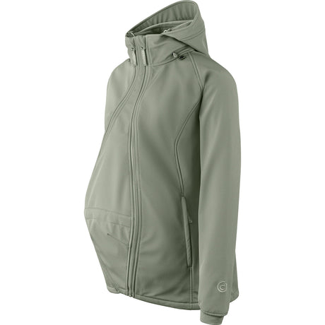 Mamalila Softshell Babywearing Jacket Allrounder Fit Agave, maternity jacket with pregnancy insert, side view