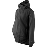 Mamalila Allrounder Winter softshell babywearing jacket in black, side view with the pregnancy insert zipped in